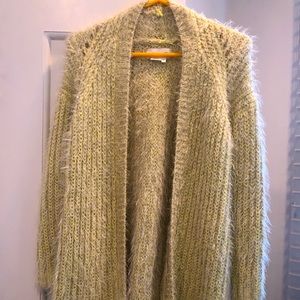 NWT XS Anthropologie Cozy Chartreuse Cardigan